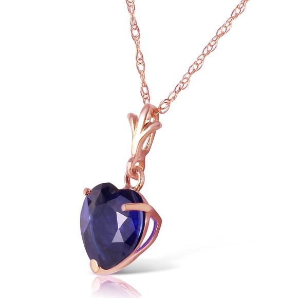 GOLD NECKLACE WITH NATURAL HEART SAPPHIRE - Picture 2 of 6